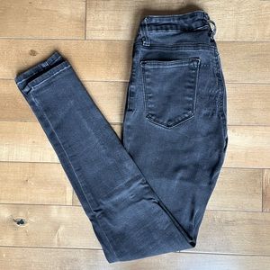 Just Black High-Rise Denim Jeans, US 25, Washed Black Color